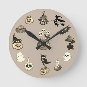 Halloween Cats Funny Party Round Clock
