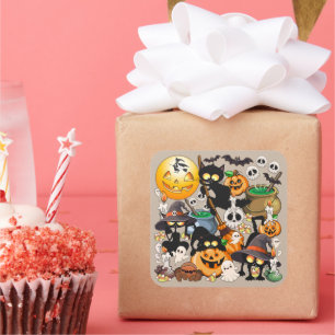 Halloween Cats Funny Party Square Sticker