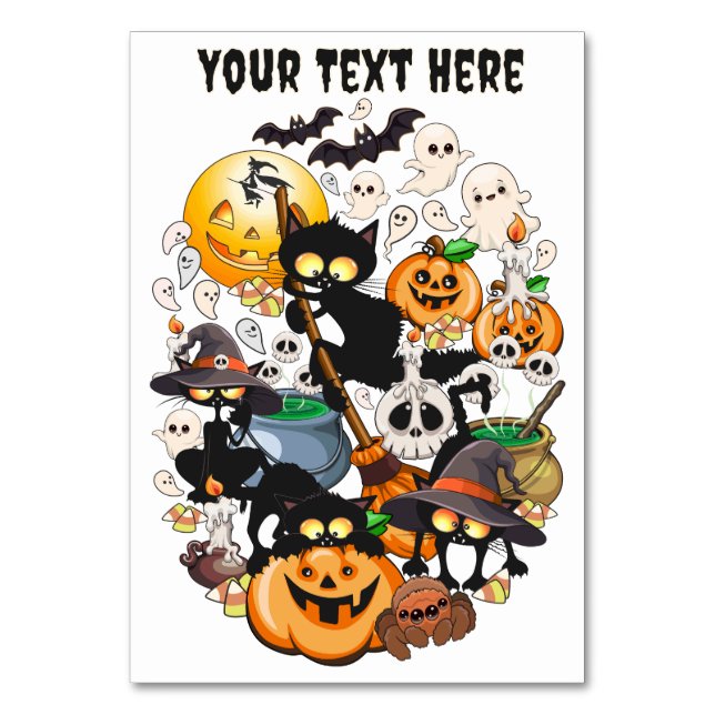 Halloween Cats Funny Party Table Number (Front)
