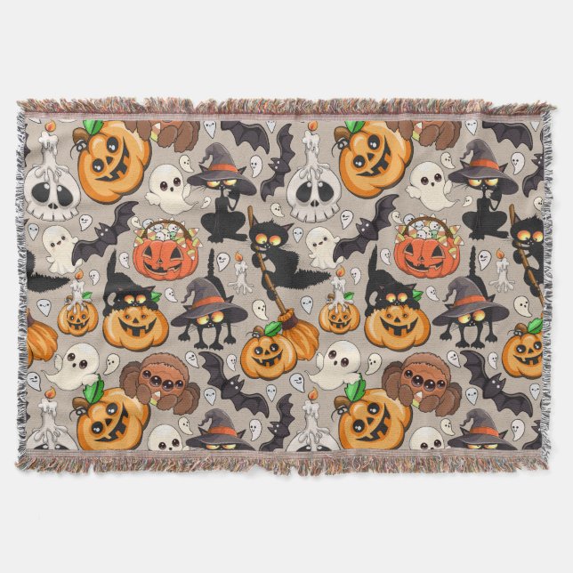 Halloween Cats Funny Party Throw Blanket (Front)