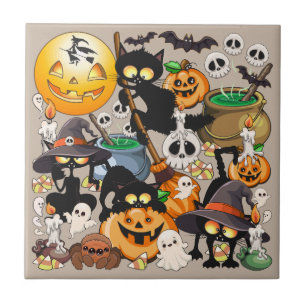 Halloween Cats Funny Party Tile