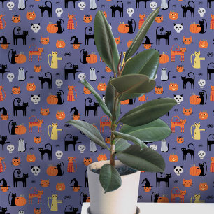 Halloween Cats Pattern Wallpaper