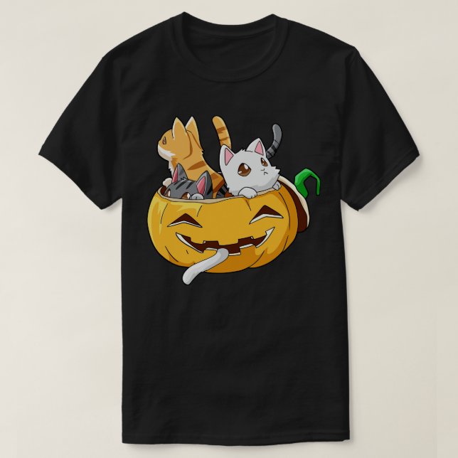 Halloween Cats Pumpkin 2 T-Shirt (Design Front)