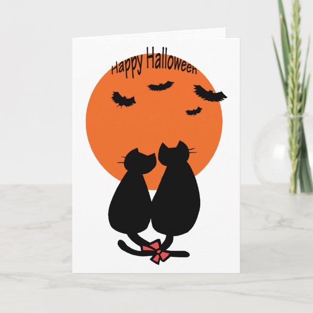 Halloween Cats Romance Card (Front)