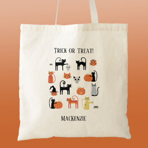 Halloween Cats Spooky Personalised Trick or Treat Tote Bag