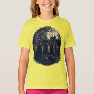 Halloween Cats - Spooky Witch Cats   T-Shirt