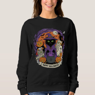 Halloween Cats Sweatshirt For Cat Lovers