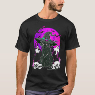 Halloween Cats With Witch Hat Costume Hat Hocus Po T-Shirt
