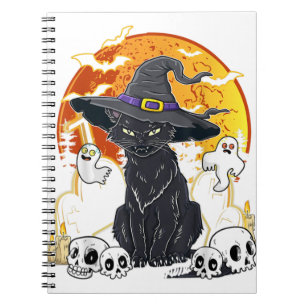 Halloween Cats With Witch Hat Costume Hat Tee Hocu Notebook