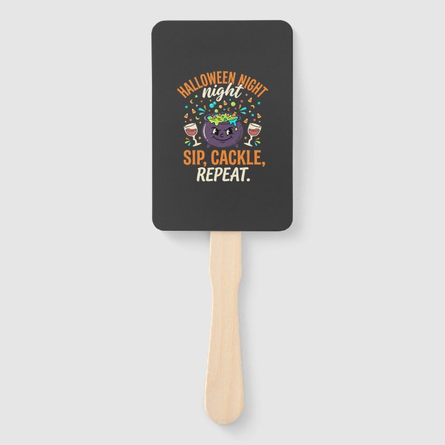 Halloween Cauldron Party Cheers Hand Fan (Front)