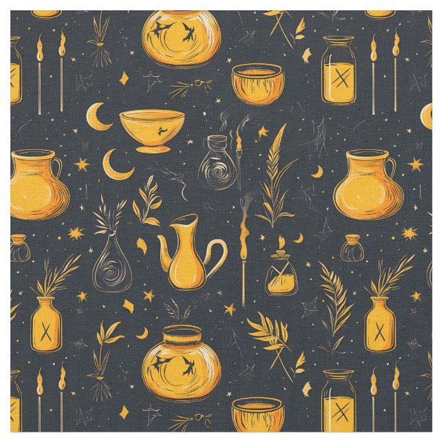 Halloween Cauldrons And Potions Fabric (Close Up)