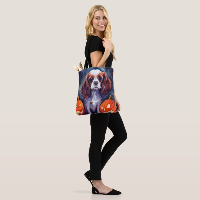 Halloween Cavalier King Charles Spaniel Pumpkins Tote Bag (On Model)