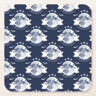 Halloween celebration square paper coaster