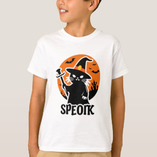 Halloween Celebration with Wizard Hat Black Cat Ma T-Shirt