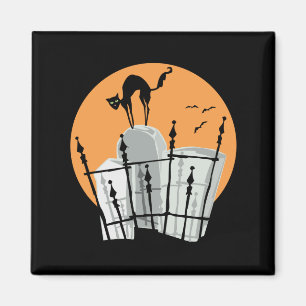 Halloween Cemetery Cat Magnet