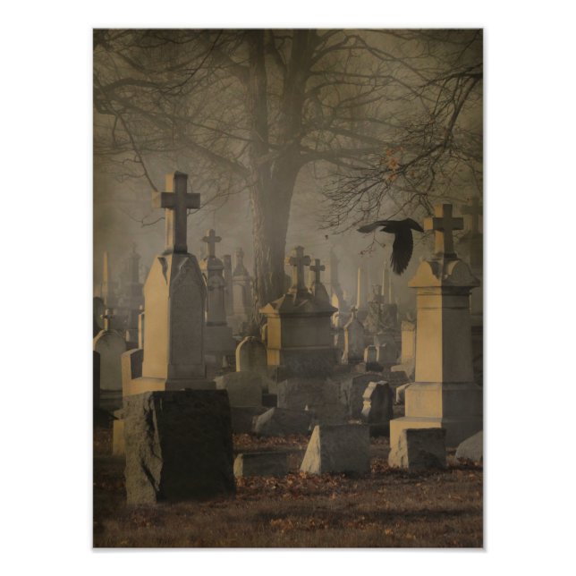 Halloween Cemetery Crows Photo Print (Front)