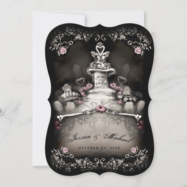Halloween Cemetery Love Bracket Wedding Invitation (Front)