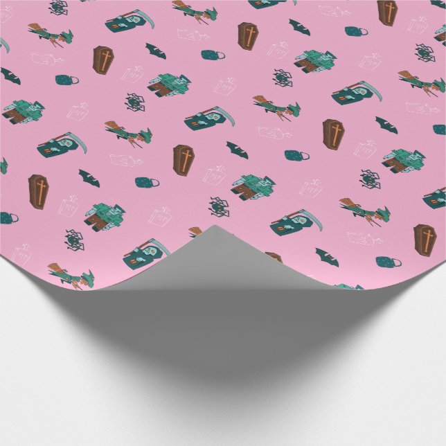 Halloween Character Pattern Gift Wrap 🦇🕸️ (Corner)