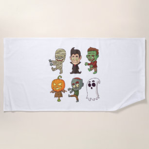 Halloween Characters   Beach Towel