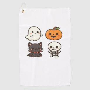 Halloween Characters – Ghost, Pumpkin, Black Cat & Golf Towel