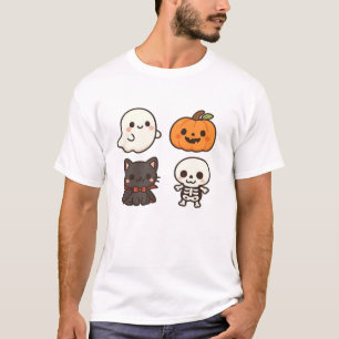 Halloween Characters Ghost, Pumpkin, Black Cat & T-Shirt