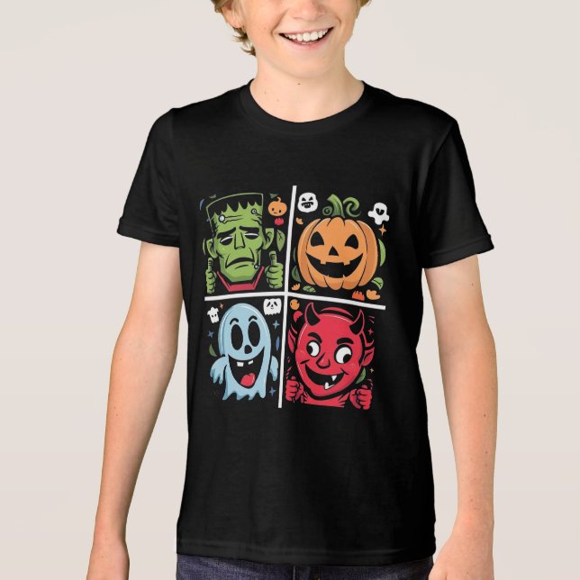 halloween characters Tri-Blend shirt (Front)