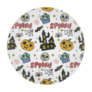 Halloween Characters: Whimsical Seamless Pattern Cutting Board