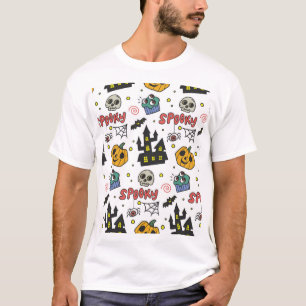 Halloween Characters: Whimsical Seamless Pattern T-Shirt