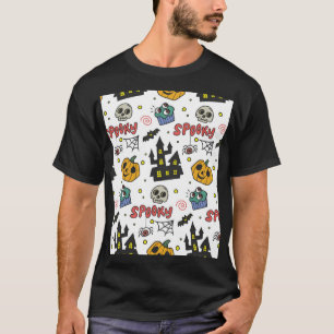 Halloween Characters: Whimsical Seamless Pattern T-Shirt
