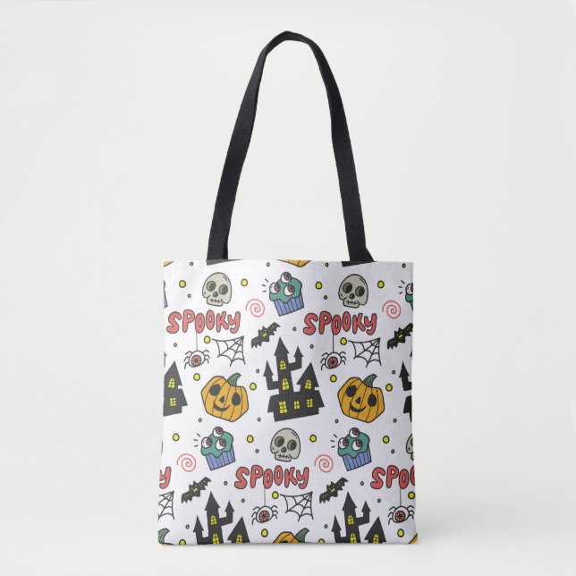 Halloween Characters: Whimsical Seamless Pattern Tote Bag (Front)