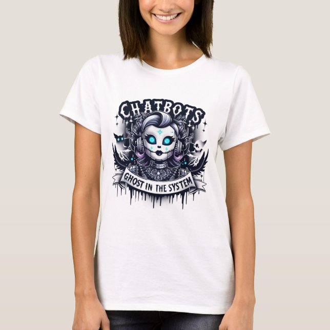 🤖Halloween Chatbot AI Funny Ghost In Machine 👻🎃 T-Shirt (Front)