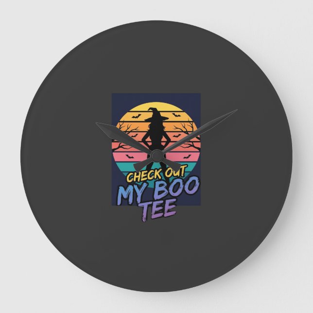 Halloween Check Out My Boo Tee Design_1 Large Clock (Front)