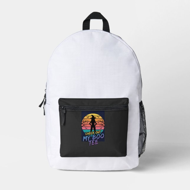 Halloween Check Out My Boo Tee Design_1 Printed Backpack (Front)
