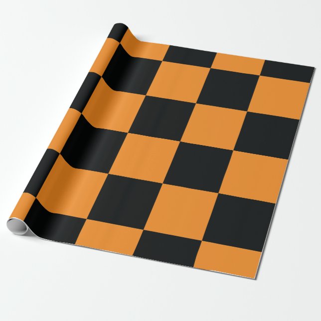 Halloween Checkers Pattern Wrapping Paper (Unrolled)