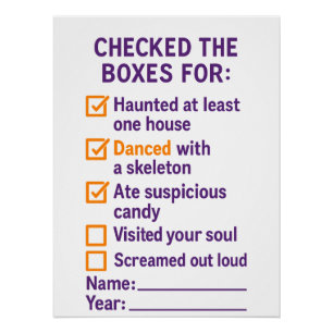 Halloween Checklist Checked Boxes Spooky To-Do Poster