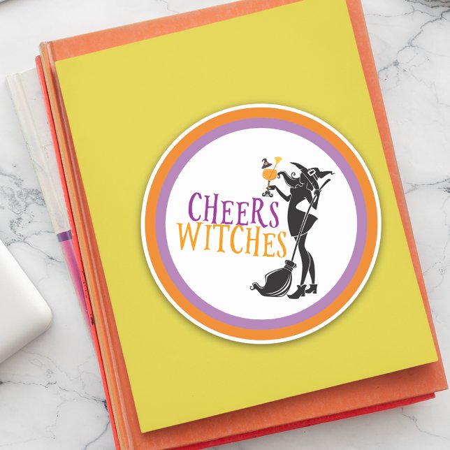 Halloween Cheer Witches Girl's Night Out Classic Round Sticker (Creator Uploaded)