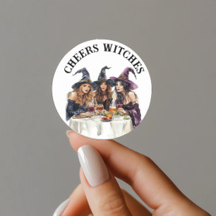 Halloween Cheer Witches Girl's Night Out Classic Round Sticker