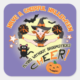 Halloween Cheerleader, Cheer Square Sticker