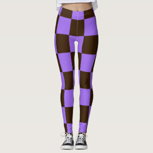 Halloween Chequered Black and Purple Pattern  Leggings