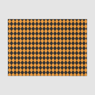Halloween chequered orange and black pattern tissue paper