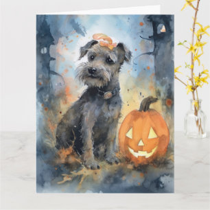 Halloween Chesapeake Bay Terrier With Pumpkins Card
