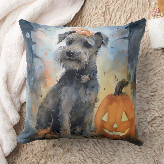 Halloween Chesapeake Bay Terrier With Pumpkins Cushion (Blanket)