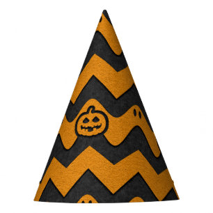 Halloween Chevron Pattern with Ghosts and Pumpkins Party Hat