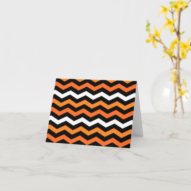 Halloween Chevron Stripe Card (Yellow Flower)