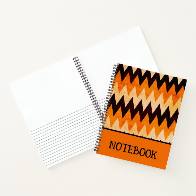 Halloween Chevron Zigzag Pattern – Orange & Black Notebook (Inside)
