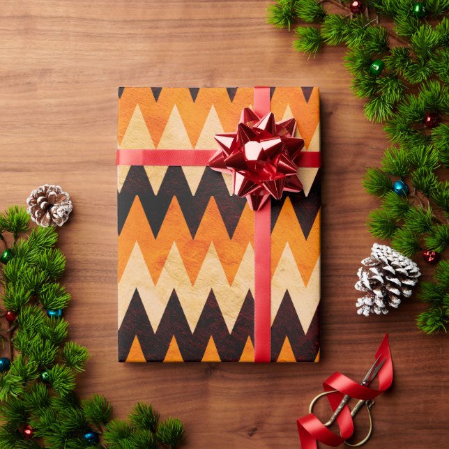 Halloween Chevron Zigzag Pattern – Orange & Black Wrapping Paper (Holiday Gift)