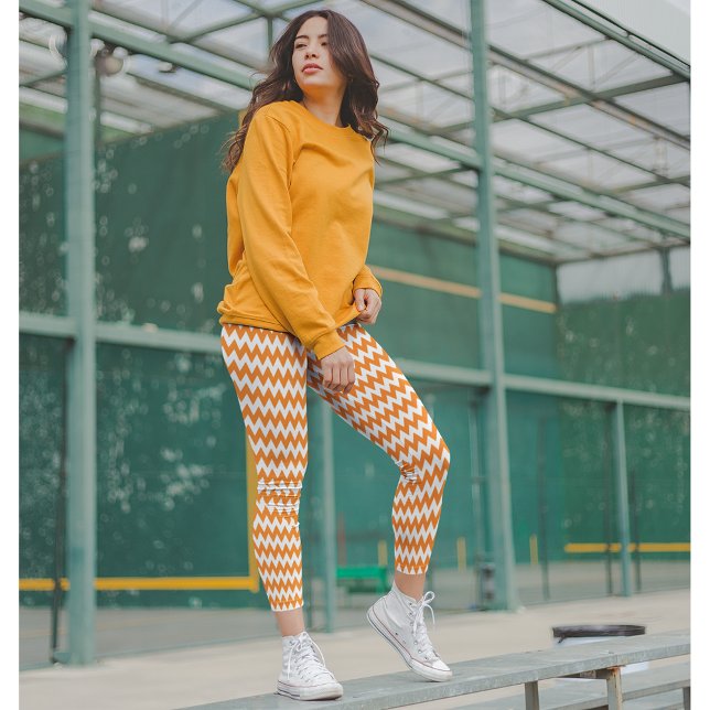 Halloween Chic Orange White Stylish Witch Costume Leggings (Halloween Chic Orange White Stylish Witch Costume Leggings)