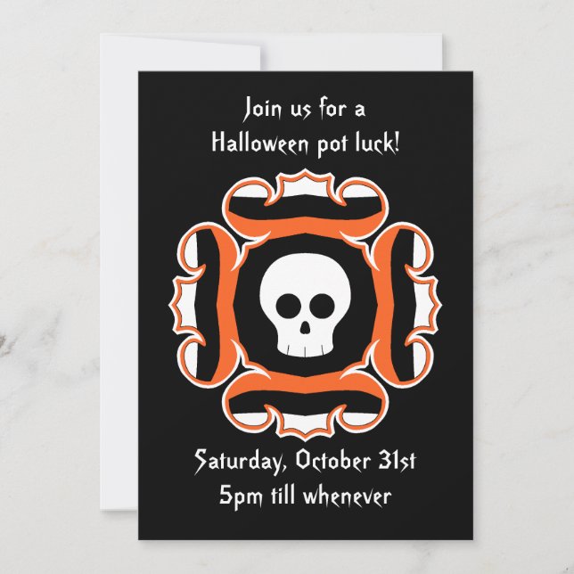 Halloween chic skull party invitation (Front)