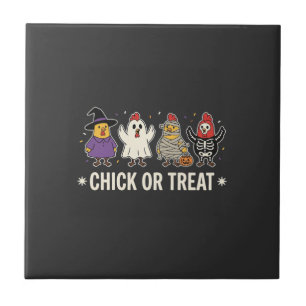 Halloween Chick or Treat Funny Chicken Costume Des Tile