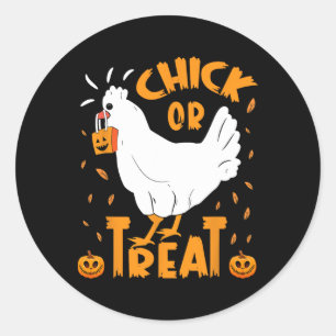 Halloween Chick Or Treat Funny Halloween Chicken C Classic Round Sticker